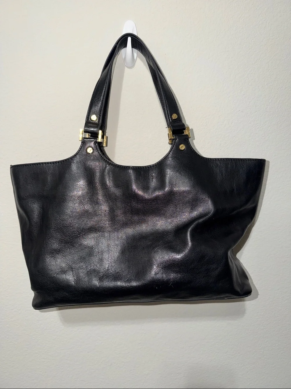 Tory Burch Black Leather Logo Tote